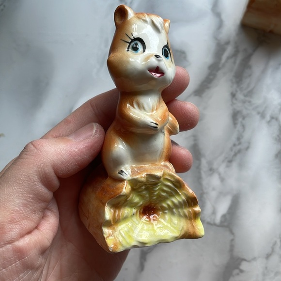 VTG Giftcraft Squirrels On Logs Salt & Pepper Shakers MCM Japan - Picture 6 of 11